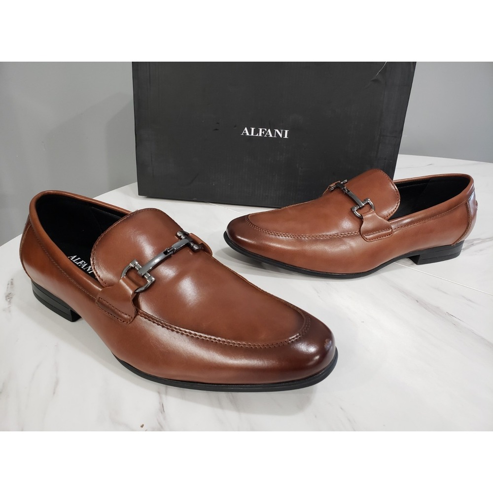 ALFANI Mens Otis Slip-On Loafers SIZE 9.5 IN‎ BROWN Dress Shoe Wedding Church